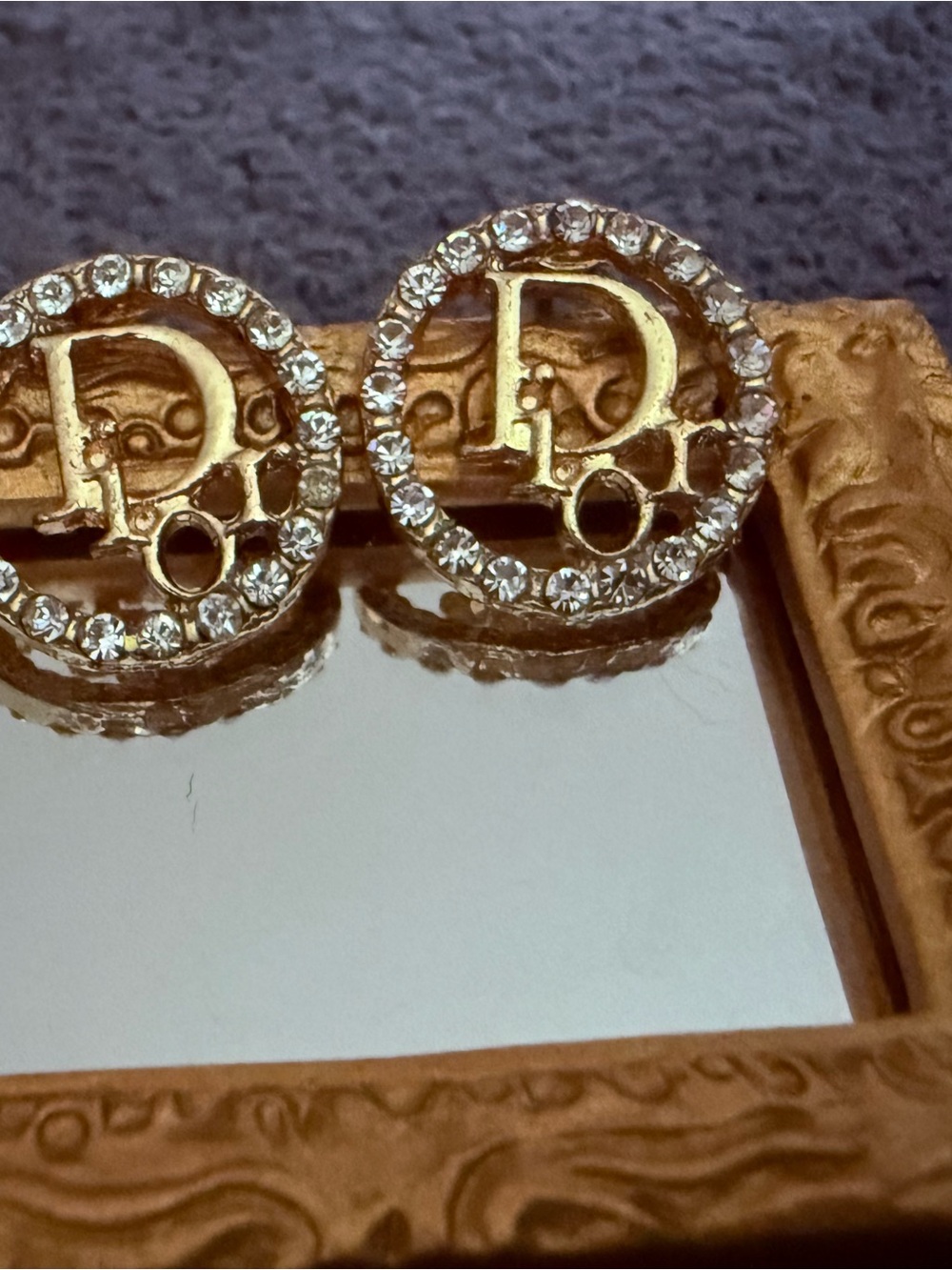 Fashion Jewelry Gold Crystal 'D' Logo Hoop Earrings